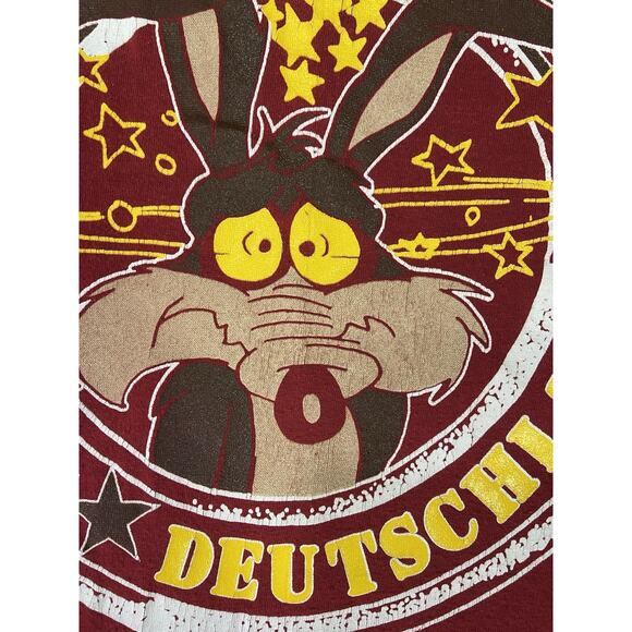 Vintage Wile E Coyote 1980 Warner Bros Single Stitch USA Germany T Shirt Medium - Picture 5 of 16